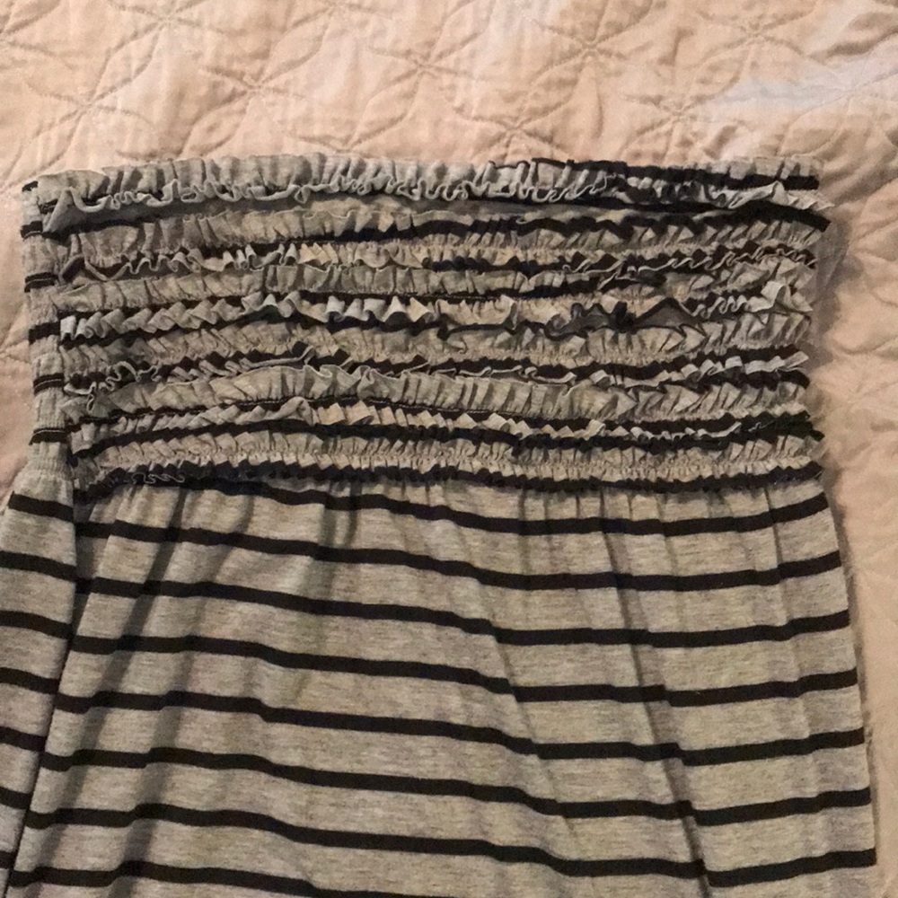 Striped, long, casual, strap/sleeveless dress